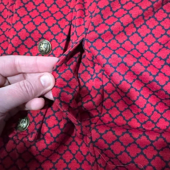 Tommy Hilfiger Women's Jacquard-Print Open-Front Jacket Large Red & Blue - Picture 8 of 10